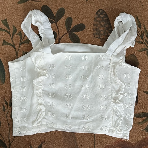 Boutique 1861 Ruz | White Boxy Crop Top w/ Ruffles - Picture 6 of 6